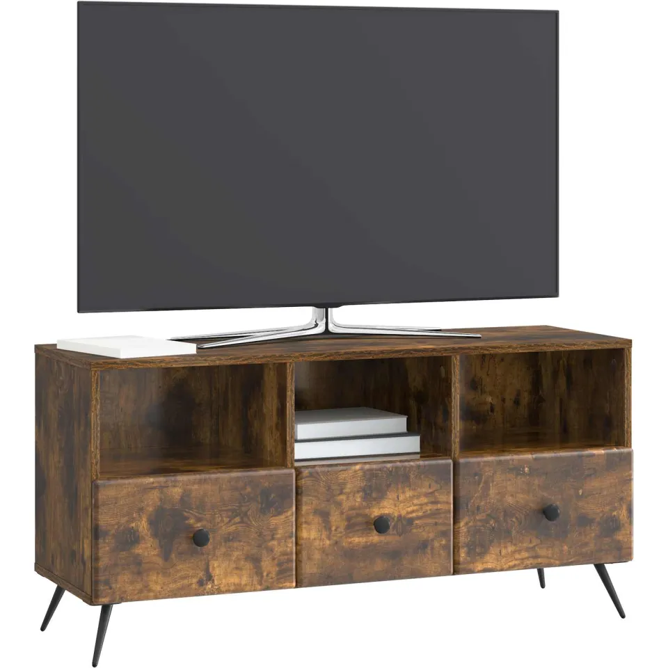 vidaXL TV-kast met lade Gerookt eiken 102 x 34,5 x 50 cm Bewerkt hout Bruin