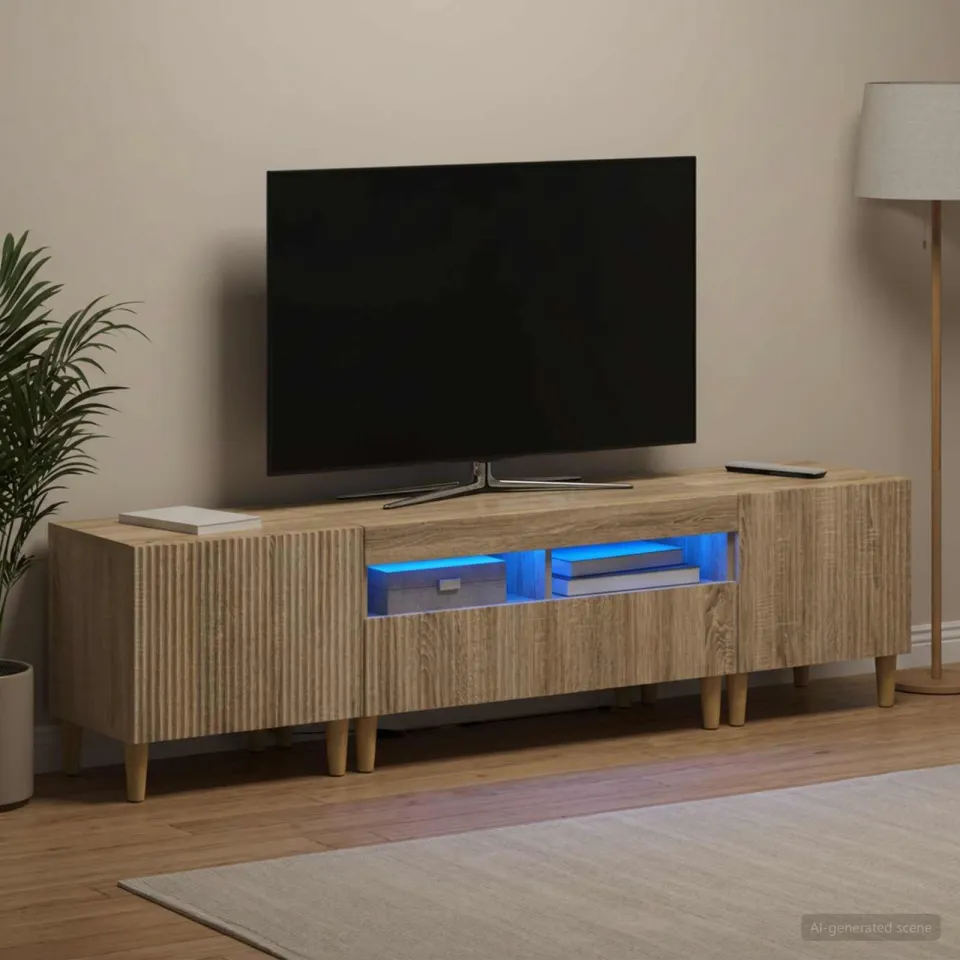 vidaXL 3-delige LED TV-kast ARNHEM 3 st Sonoma Eiken Bewerkt hout, foto 3