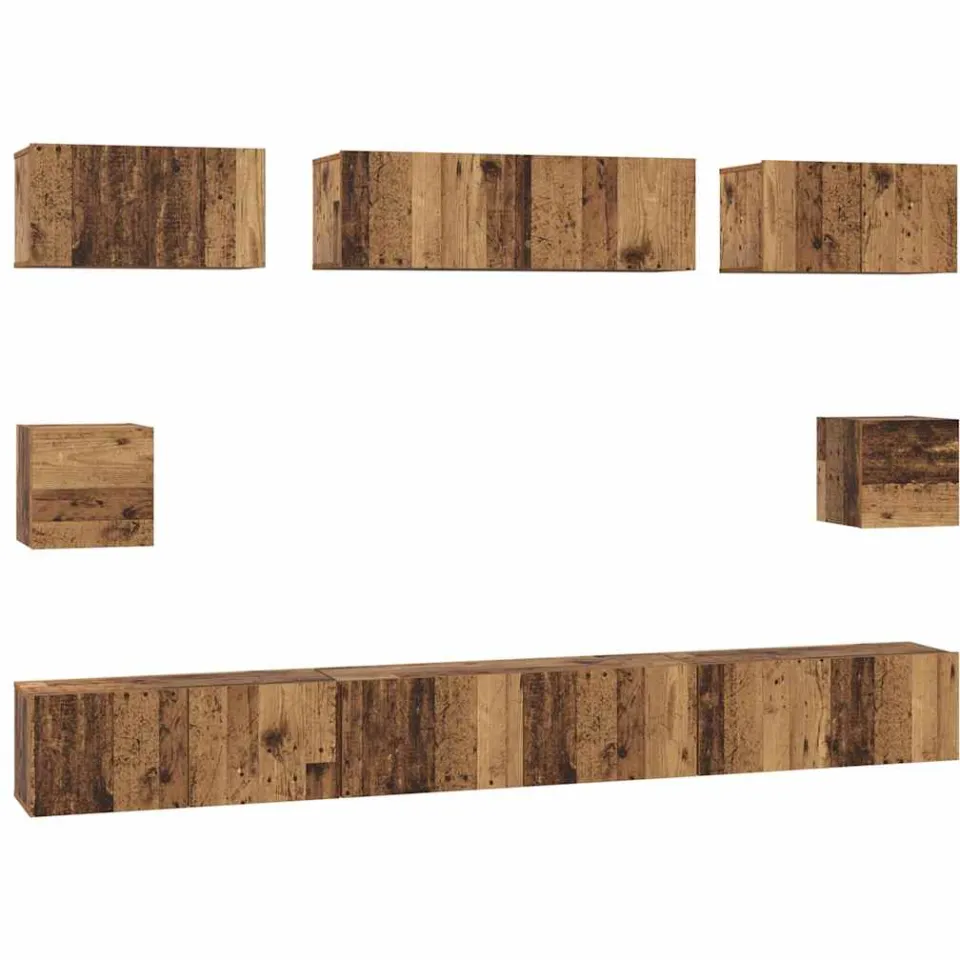 vidaXL Tv-meubelset 8 st Oud Hout Bewerkt hout bruin, foto 3