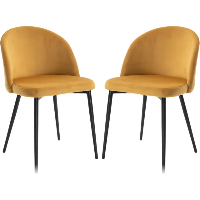 Homcom Eetkamerstoel-Fluwelen-49x50x77cm-Geel