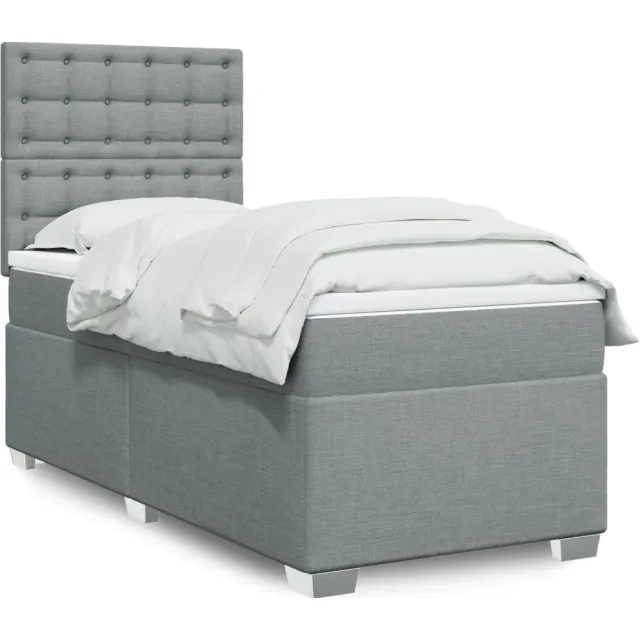 vidaXL Boxspring met matras stof lichtgrijs 80x200 cm grijs