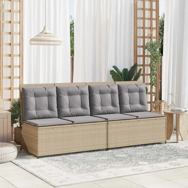 vidaXL Tuinbank Beige poly rattan, foto 2