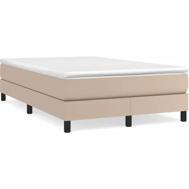 vidaXL Boxspring met matras kunstleer cappuccinokleurig 120x190 cm Bruin