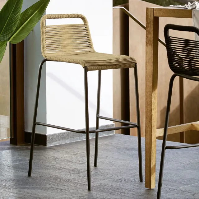 Kave Home Lambton outdoor barkruk zwart, foto 2