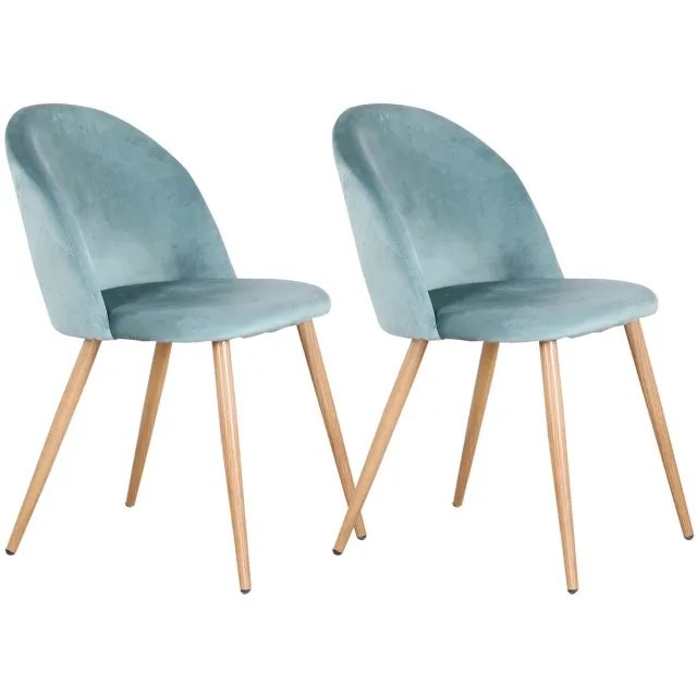 Whoopr® Set van 2 Eetkamerstoelen - Zacht Fluwelen Bekleding met Metalen Poten - Stoelen - Geschikt voor Keuken, Eetkamer, Woonkamer en Lounge - Turquoise