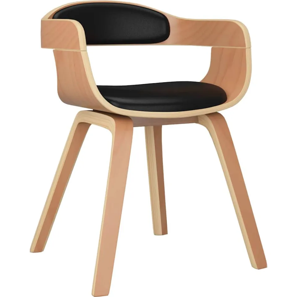 vidaXL Eetkamerstoelen 2 st gebogen hout en kunstleer zwart