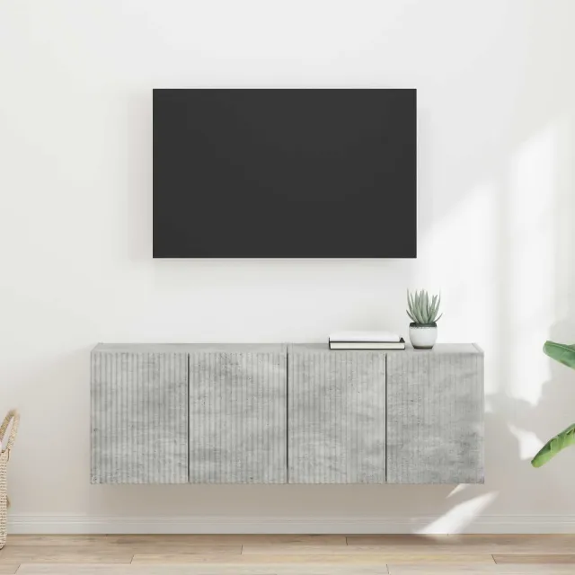 vidaXL TV-wandkast 2 st Beton Grijs Bewerkt hout