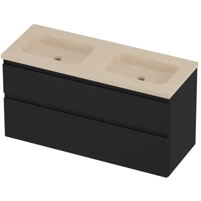 Proline Rollo Badmeubelset Hardsteen Elegant Dubbel 120x46x62 cm Sand Stone Mat Zwart