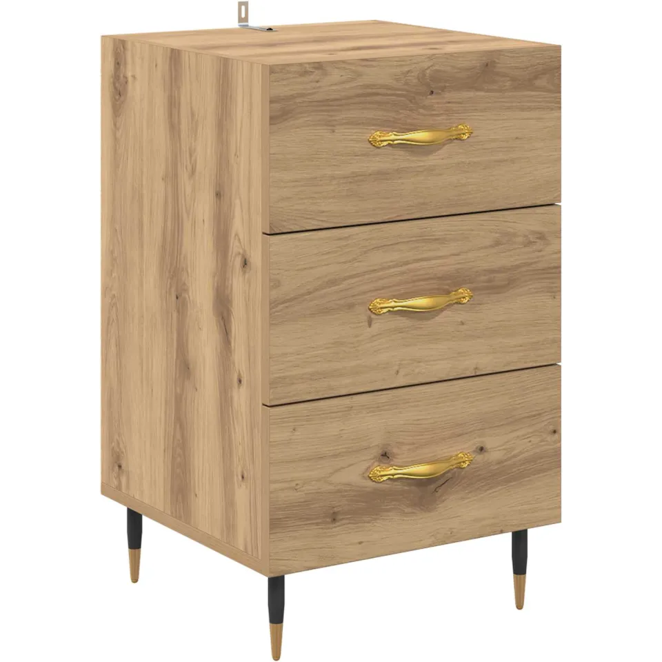 vidaXL Nachtkastje Artisan Eiken 40 x 40 x 66 cm Bewerkt hout, foto 3