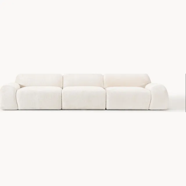 Westwing Collection Modulaire bank Wolke (4-zits) van teddy bouclé Wit