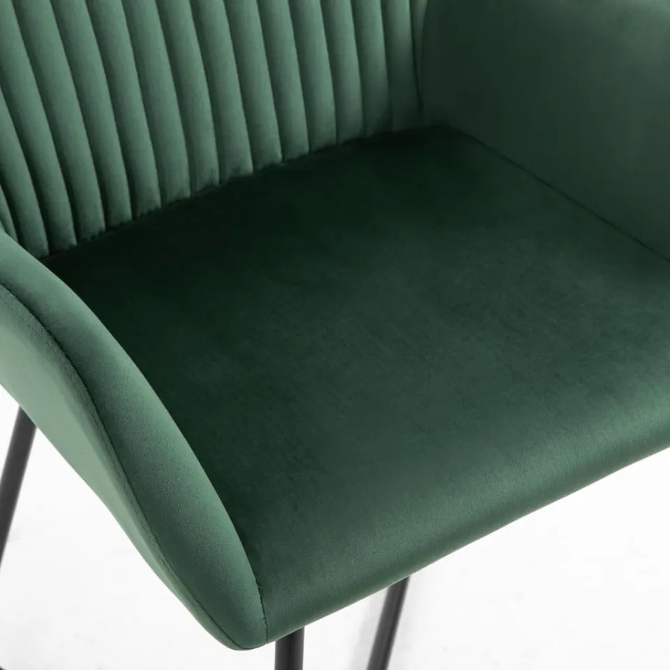 vidaXL Eetkamerstoelen 6 st fluweel groen, foto 4