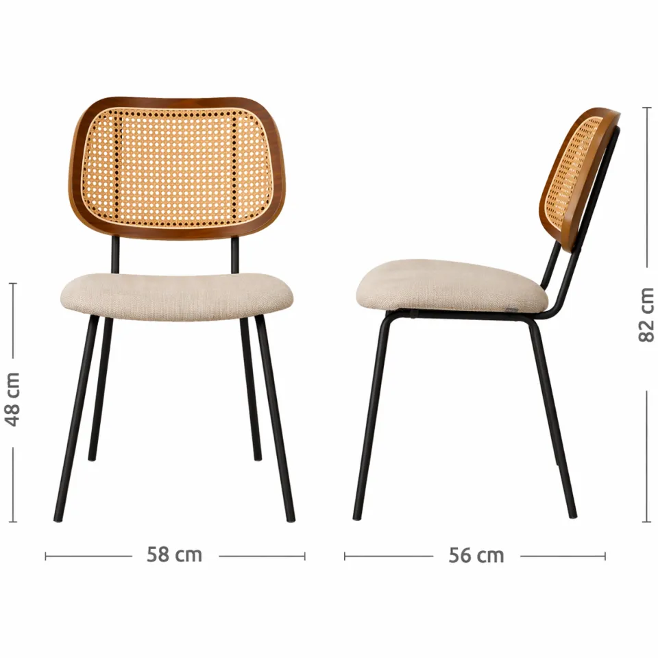 Nolon Jolie rotan eetkamerstoel beige