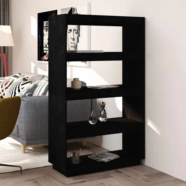 vidaXL Boekenkast/kamerscherm 80x35x135 cm massief grenenhout zwart, foto 2
