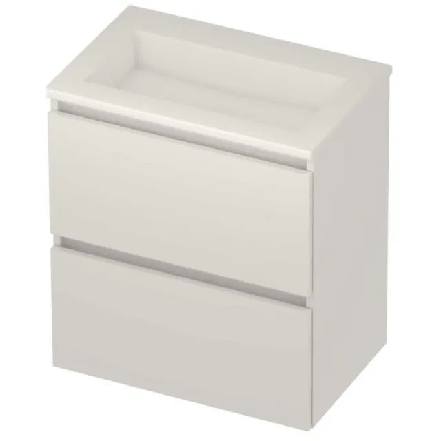 Basic-Line Mood 39 Badmeubelset Acryl Zonder Kraangat Greeploos 60x39x62 cm Ice White Glans Wit