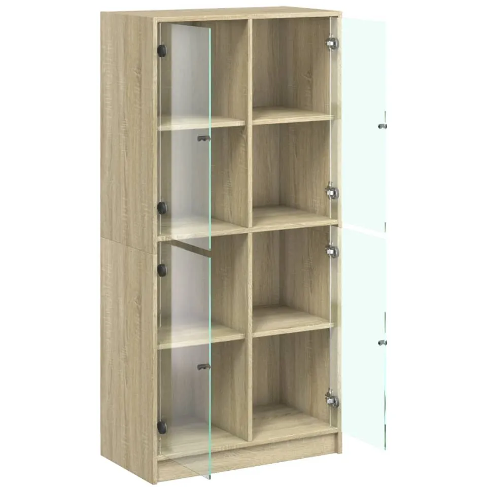 vidaXL Hoge kast met deuren 68x37x142 cm bewerkt hout sonoma eiken, foto 4