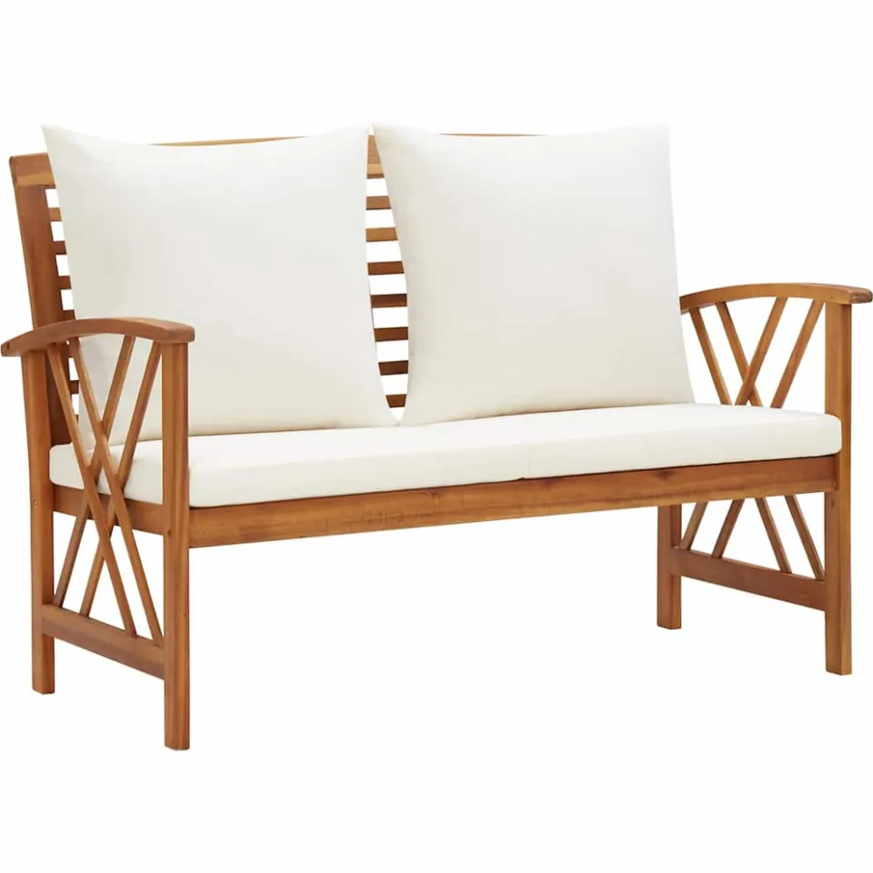 vidaXL 3-delige Loungeset met kussens massief acaciahout wit, foto 4