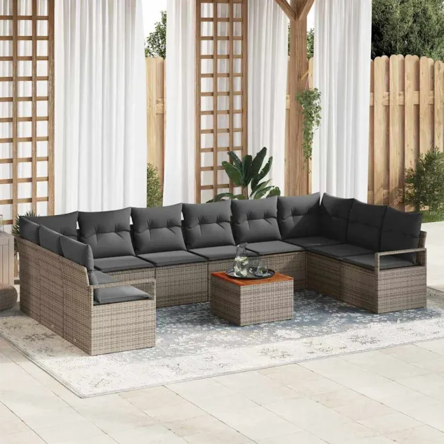 vidaXL Tuinbankenset 11 st Grijs poly rattan