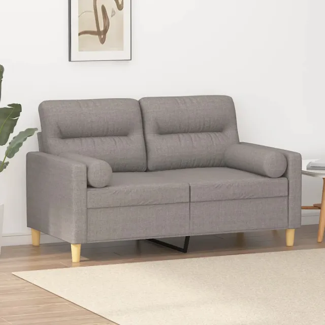 vidaXL Tweezitsbank met sierkussens 120 cm stof taupe