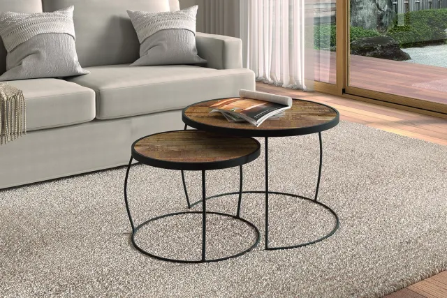 Rousseau Salontafel 'Lars' 2-delig Mango Hout Bruin