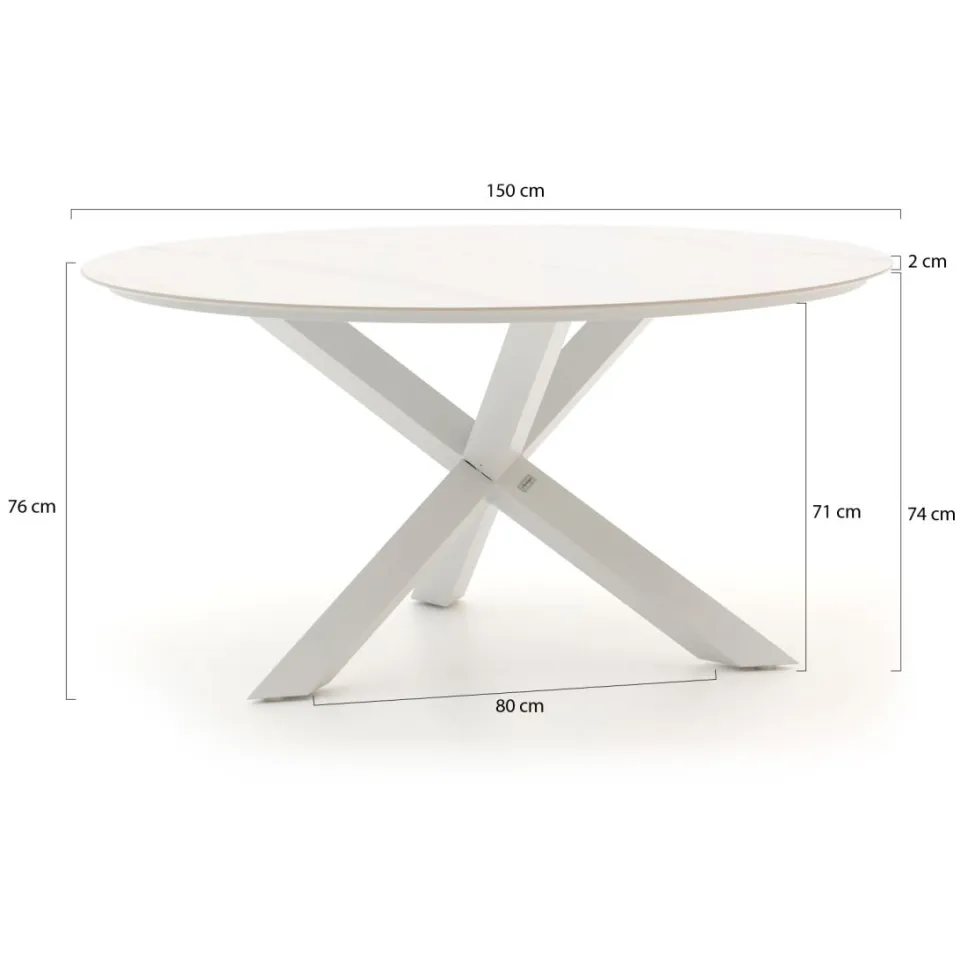 Bellagio tuinmeubelen Bellagio Lugo/Lodola ø 150cm dining tuinset 6-delig verstelbaar wit, foto 4