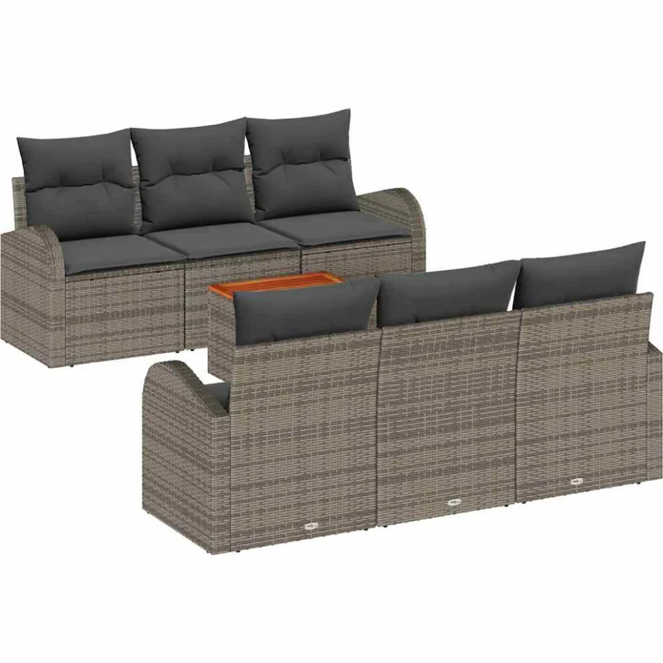 vidaXL Tuinbankenset 7 st Grijs poly rattan