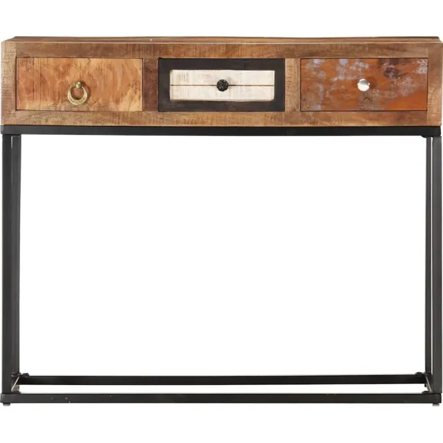 vidaXL Wandtafel 90x30x75 cm massief gerecycled hout goudkleurig Bruin