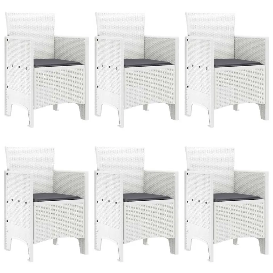 vidaXL Tuin Eetset 7 st Wit Polt riet