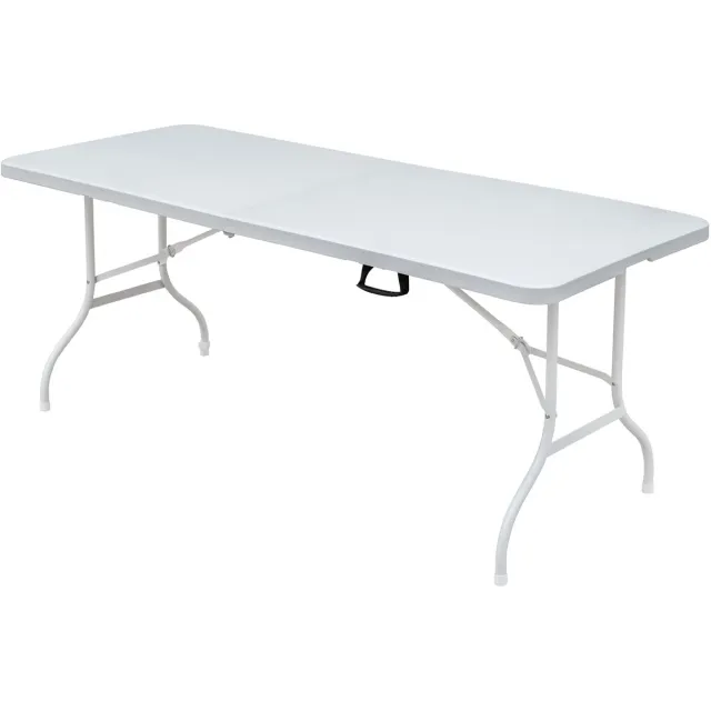 MIVRAY Opklapbare Tafel - Lichtgewicht En Stevig Voor Binnen En Buiten - Wit - IJzer En Kunststof - 180,34 Cm