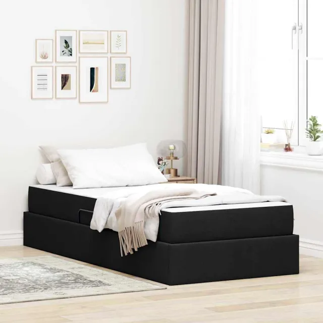 vidaXL Opbergbed met matras Donkergrijs 90 x 190 cm Polyester grijs