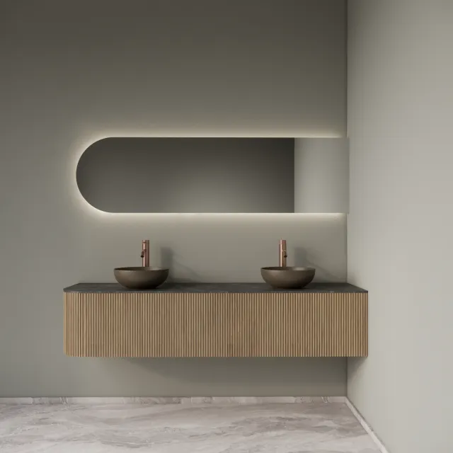 Gliss Design Badkamermeubelset Gliss Design Alluro 180 cm Rechts Mist Eiken