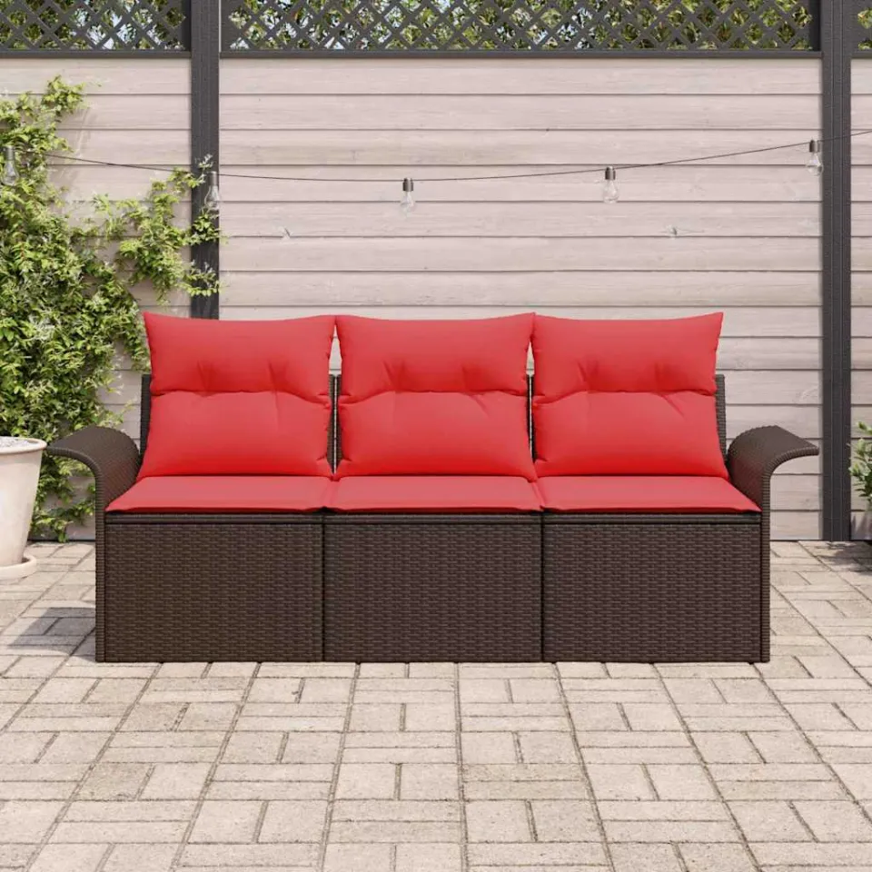 vidaXL Tuin Sofa Set 3 st Bruin Poly riet, foto 3