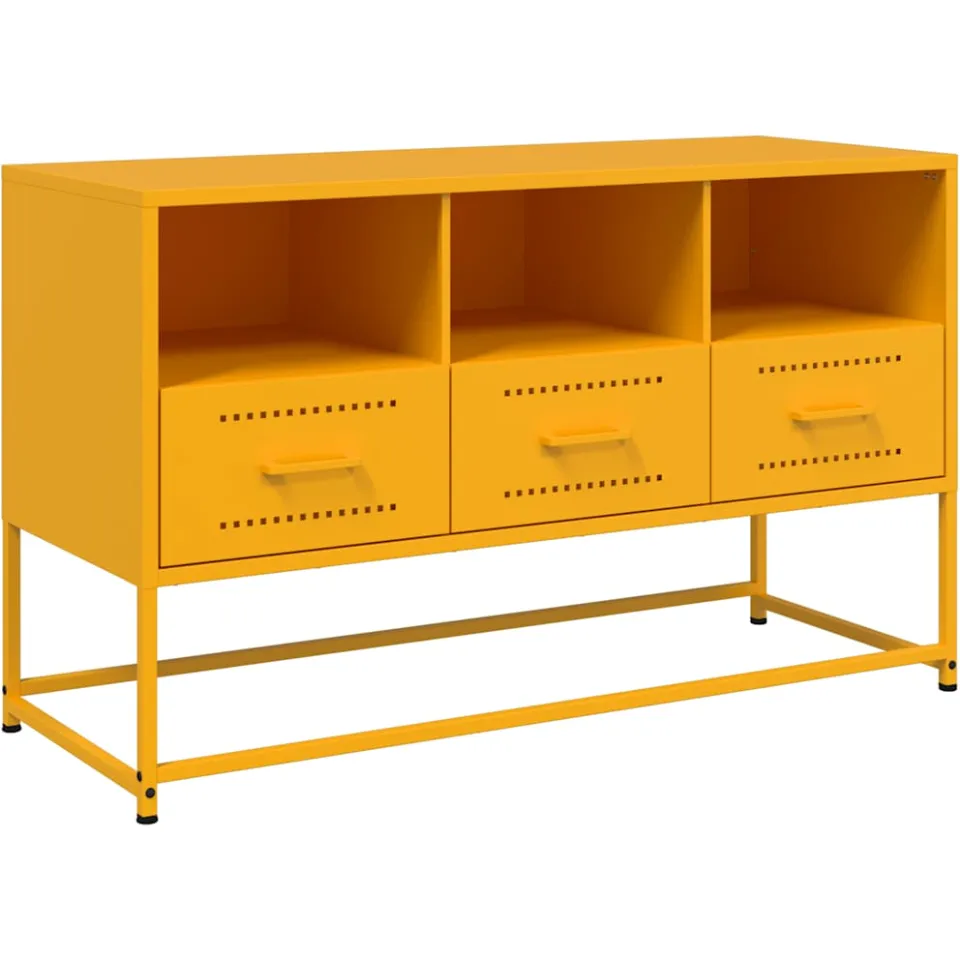 vidaXL Tv-meubel 100,5x39x60,5 cm staal mosterdgeel