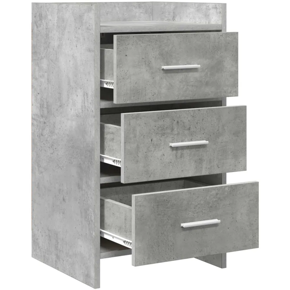 vidaXL Nachtkastjes Betongrijs 40 x 36 x 70 cm Bewerkt hout grijs, foto 4