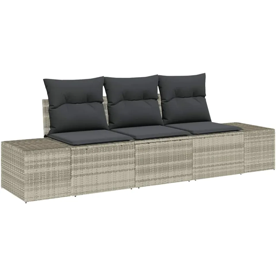 vidaXL Bankstel 3 st Lichtgrijs poly rattan