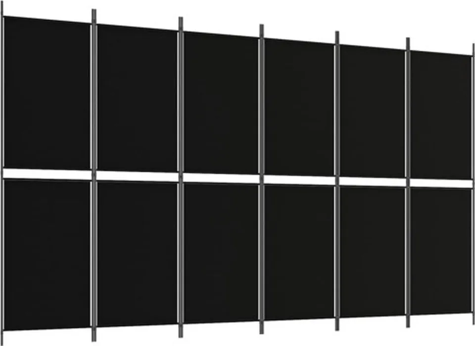 vidaXL Kamerscherm met 6 panelen 300x180 cm stof zwart, foto 3
