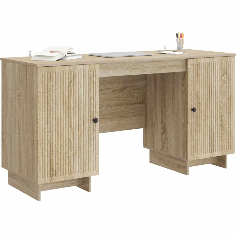 vidaXL Bureau Sonoma Eiken Bewerkt hout 142,5 x 50 x 75 cm
