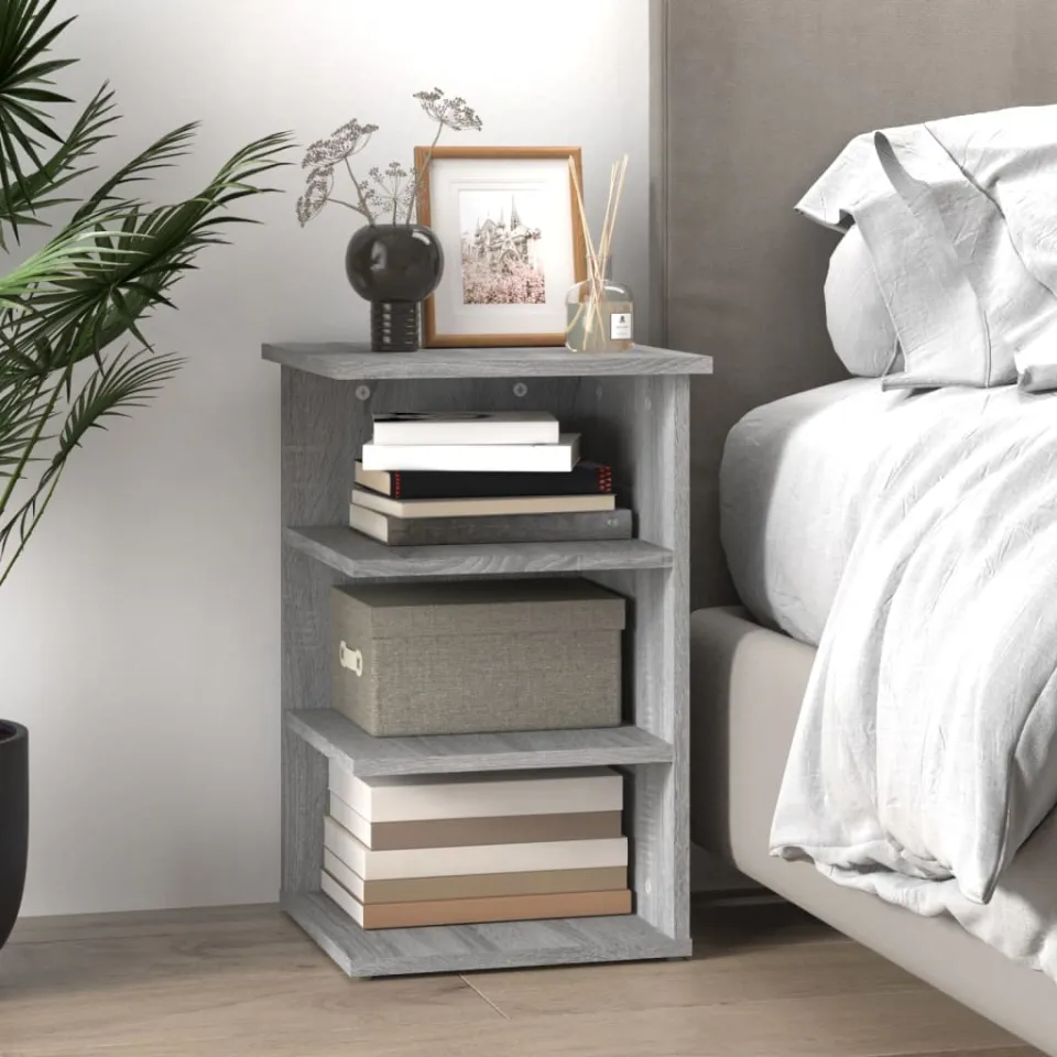 vidaXL Bijzetkast 35x35x55 cm bewerkt hout grijs sonoma eikenkleurig, foto 2