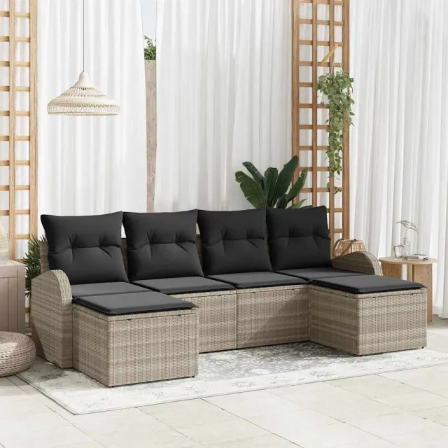 vidaXL Tuin Sofa Set 6 st Lichtgrijs [Synthetisch]: Poly Rattan, foto 2