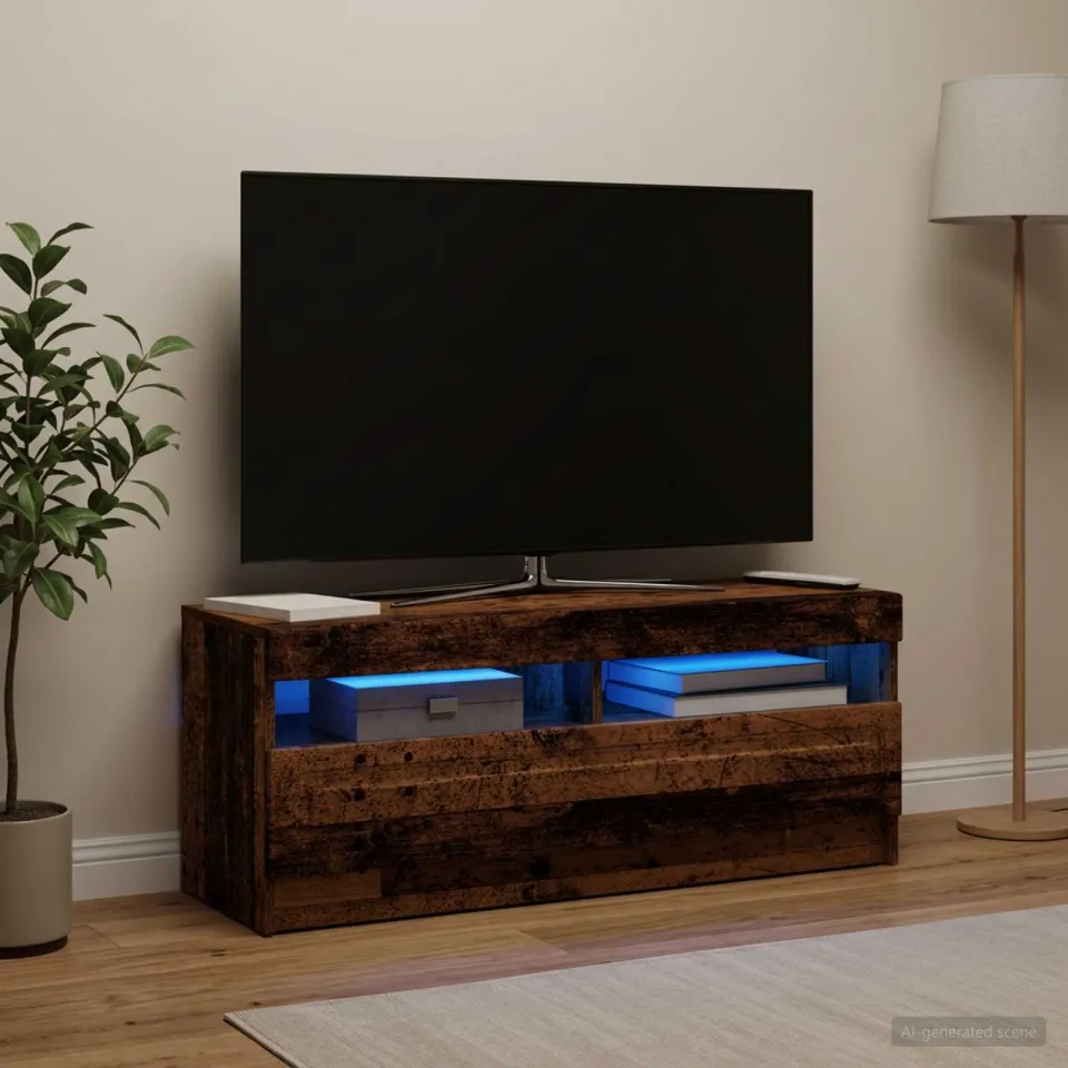 vidaXL LED tv-meubel Oud hout Bewerkt hout bruin, foto 4