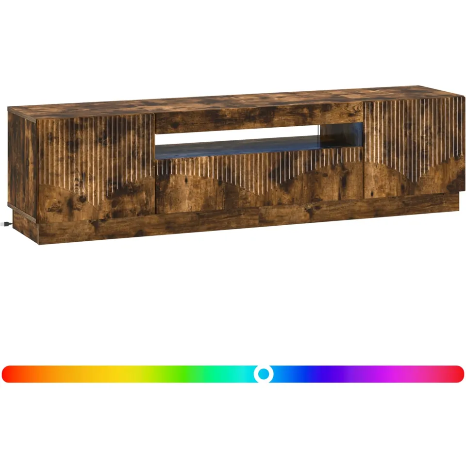 vidaXL LED tv-meubel Gerookt eiken Bewerkt hout Bruin