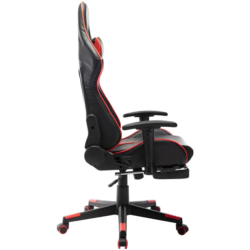 vidaXL Gamestoel met voetensteun kunstleer zwart en rood, foto 3