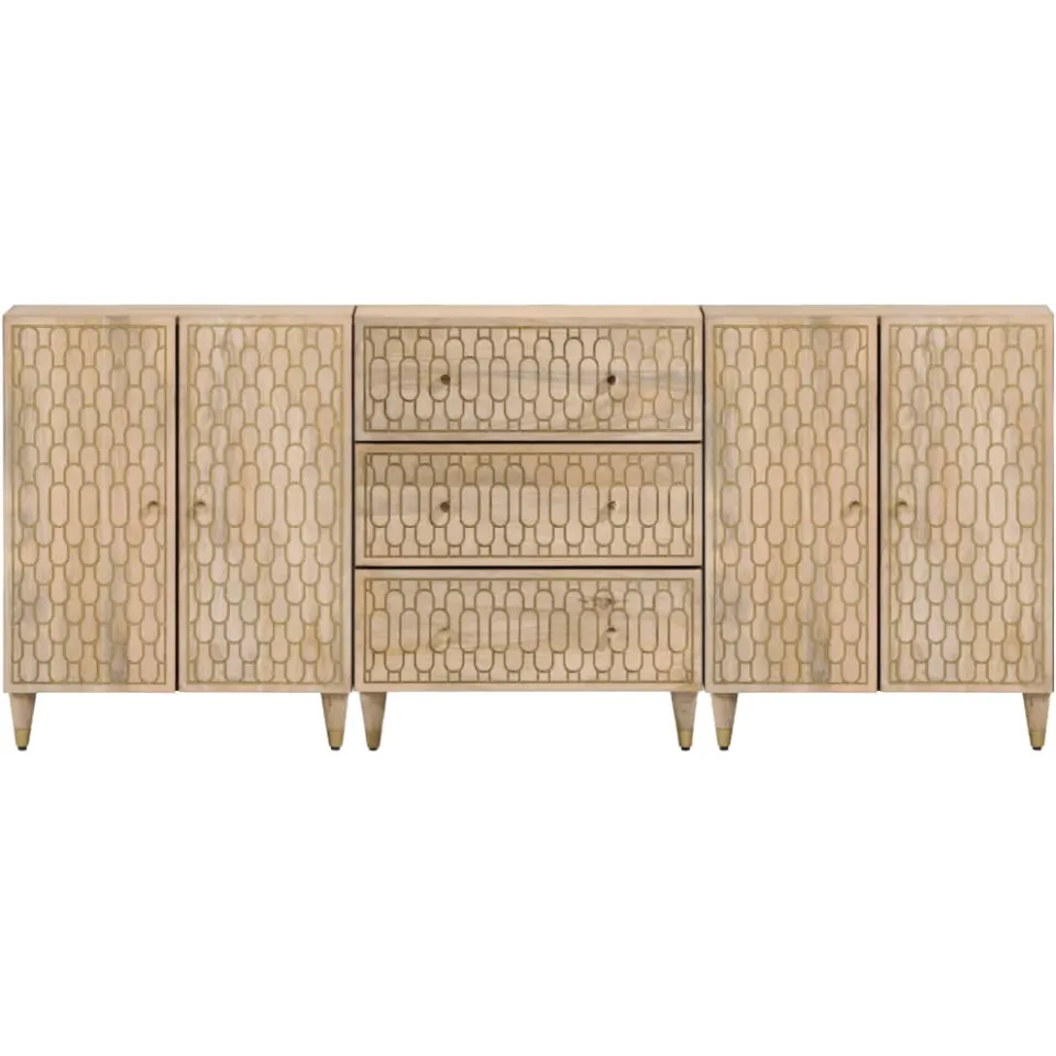 vidaXL Bijzetkasten 3 st 60x33x75 cm massief mangohout bruin, foto 3