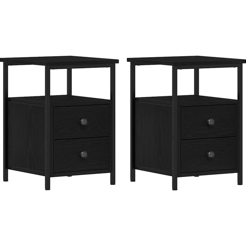 vidaXL Nachtkastjes 2 st 34x35,5x50 cm bewerkt hout zwart eikenkleurig