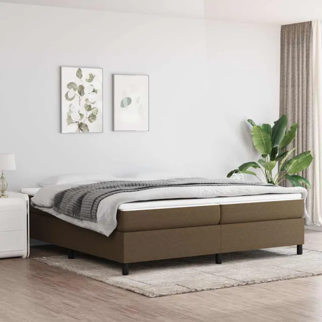vidaXL Boxspring met matras stof donkerbruin 200x200 cm bruin