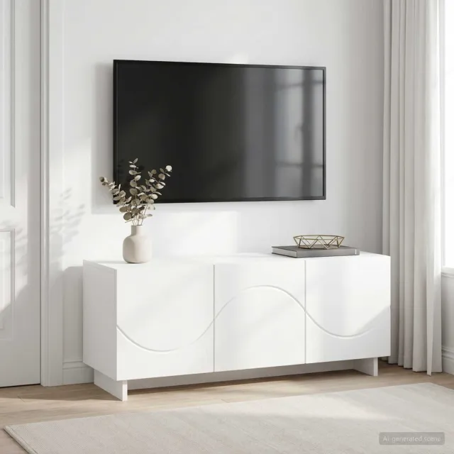 vidaXL tv-meubel 90 x 34,5 x 40 cm Wit Bewerkt hout