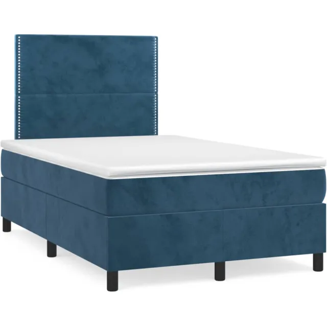 vidaXL Boxspring met matras en LED fluweel donkerblauw 120x190 cm blauw