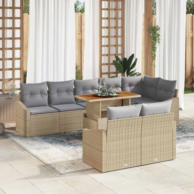 vidaXL Tuin Sofa Set 9 st Beige Poly riet, foto 2