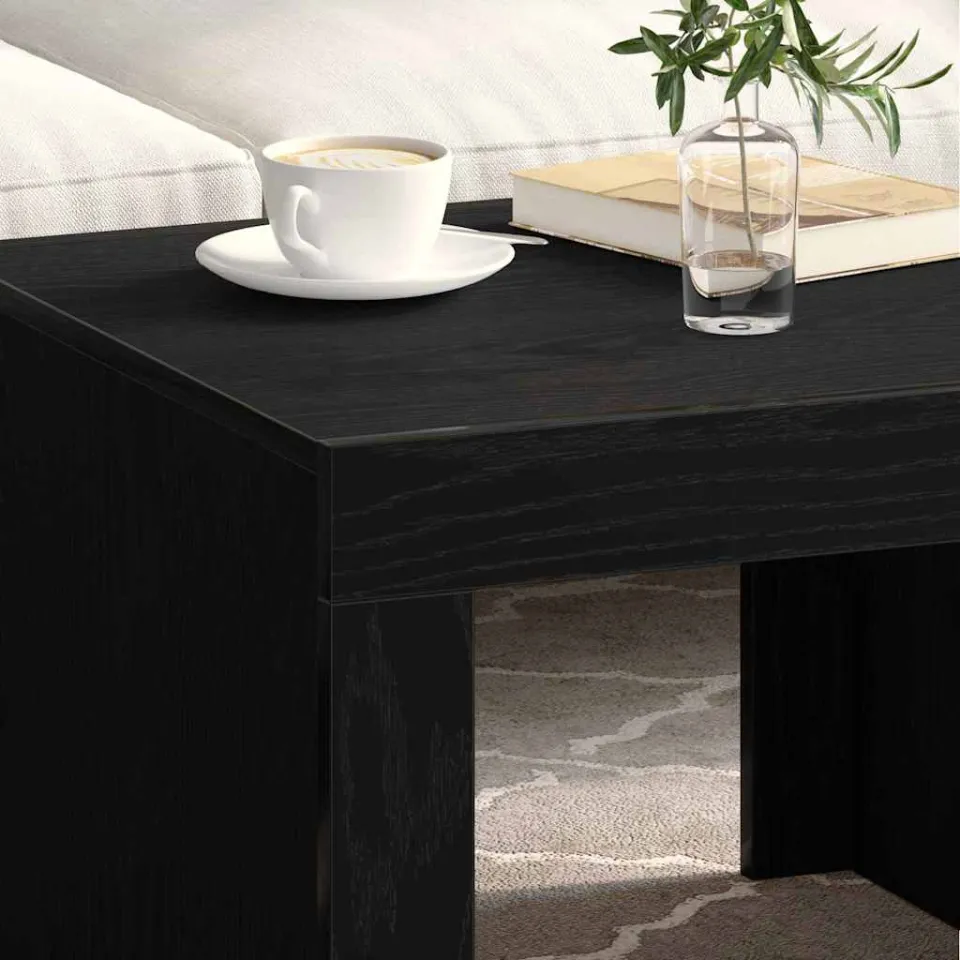 vidaXL Salontafel Zwart Eiken 50 x 50 x 35 cm Bewerkt hout, foto 4