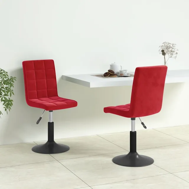 vidaXL Eetkamerstoelen draaibaar 2 st fluweel wijnrood, foto 2