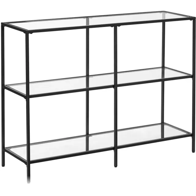 Stervia Consoletafel - Bijzettafel - Smalle Tafel - Met Glazen Platen - 3 Laags - 5 KG Per Plank - Zwart - 100 x 30 x 73 cm